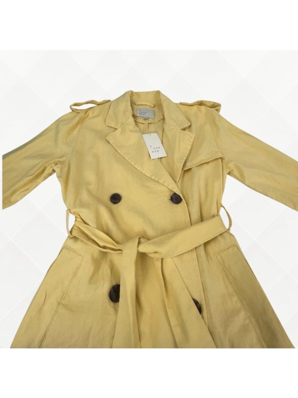 A New Day Linen Trench Coat โข S โข NWT โข WJK-100031 - Picture 3 of 4